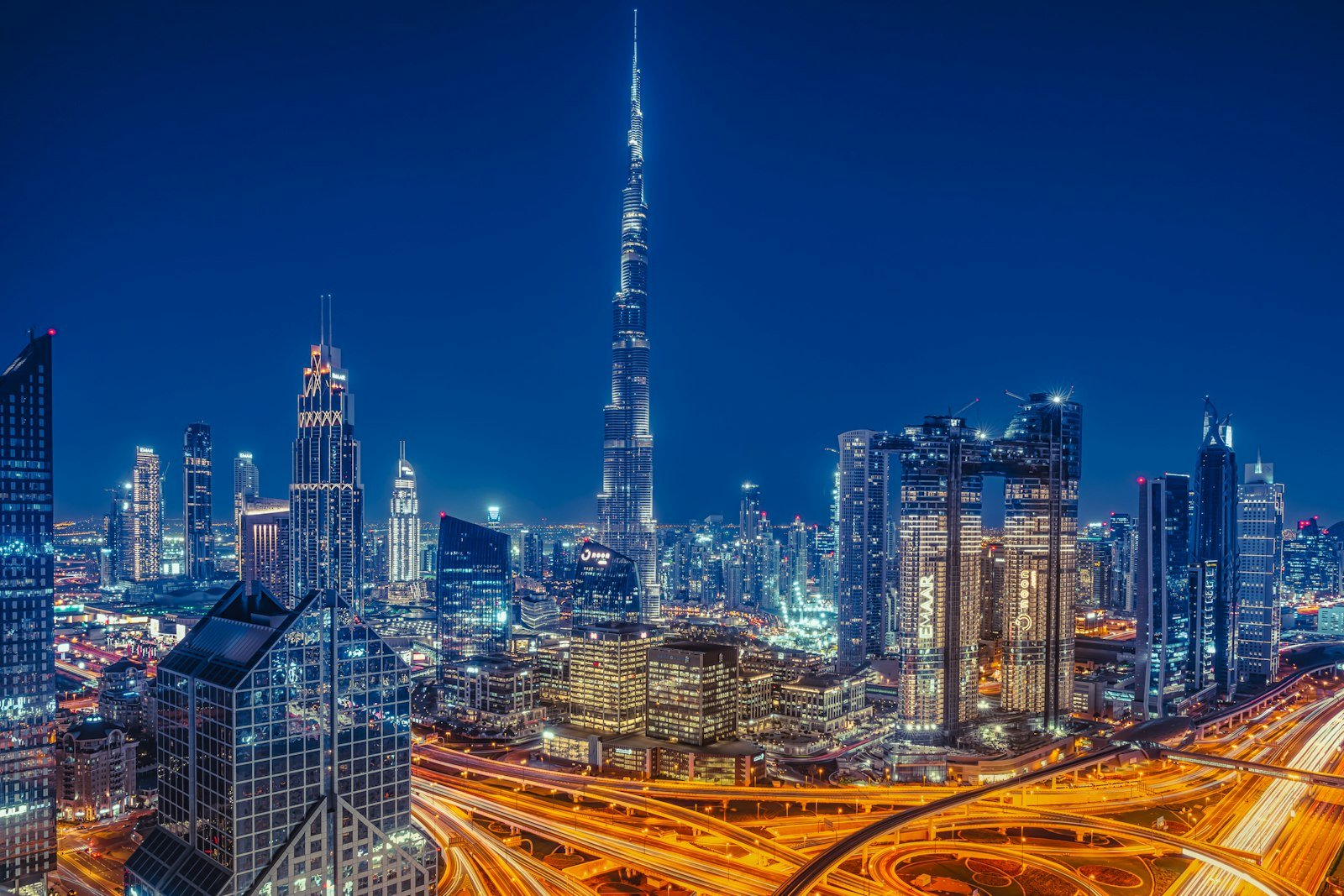 Dubai skyline at night